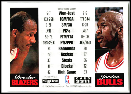 1993-94 SkyBox Premium Showdown Series #SS11 Clyde Drexler / Michael Jordan