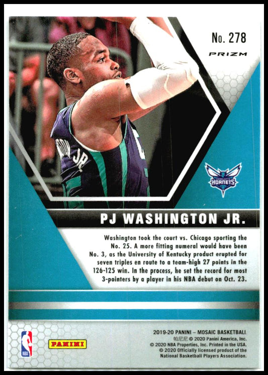 2019-20 Panini Mosaic Prizm #278 PJ Washington Jr. Rookie Charlotte Hornets