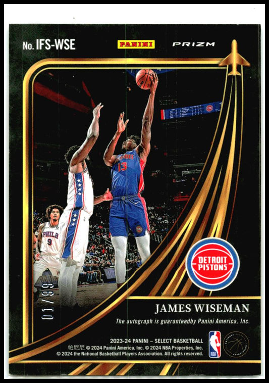 2023-24 Panini Select In Flight Sign Red #IFS-WSE James Wiseman Auto Detroit
