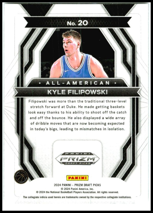 2024 Panini Prizm Draft Picks All-American #20 Kyle Filipowski Duke Blue Devils