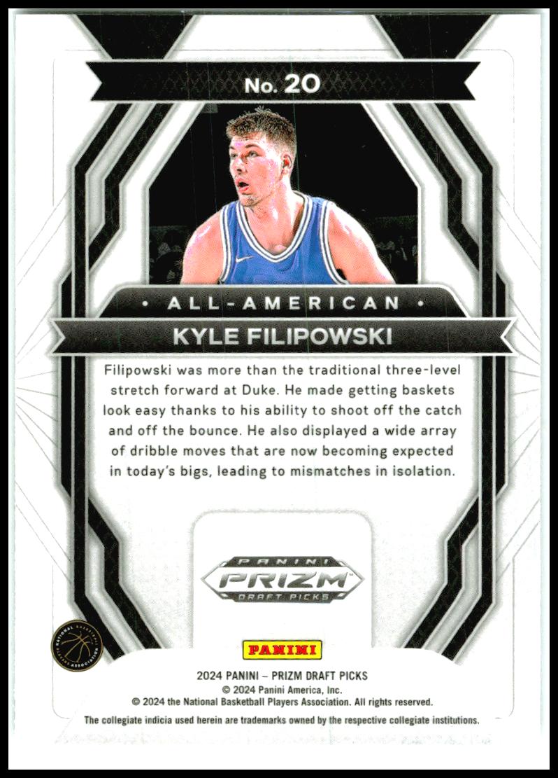 2024 Panini Prizm Draft Picks All-American #20 Kyle Filipowski Duke Blue Devils