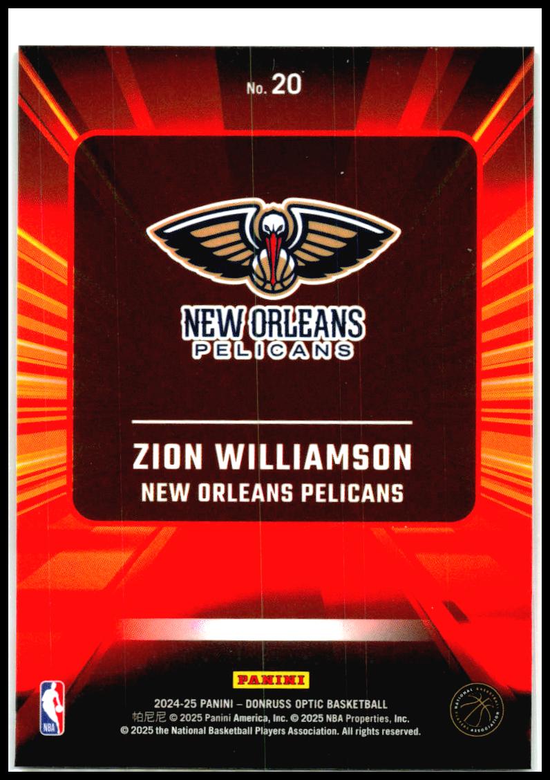 2024-25 Donruss Optic Express Lane #20 Zion Williamson New Orleans Pelicans