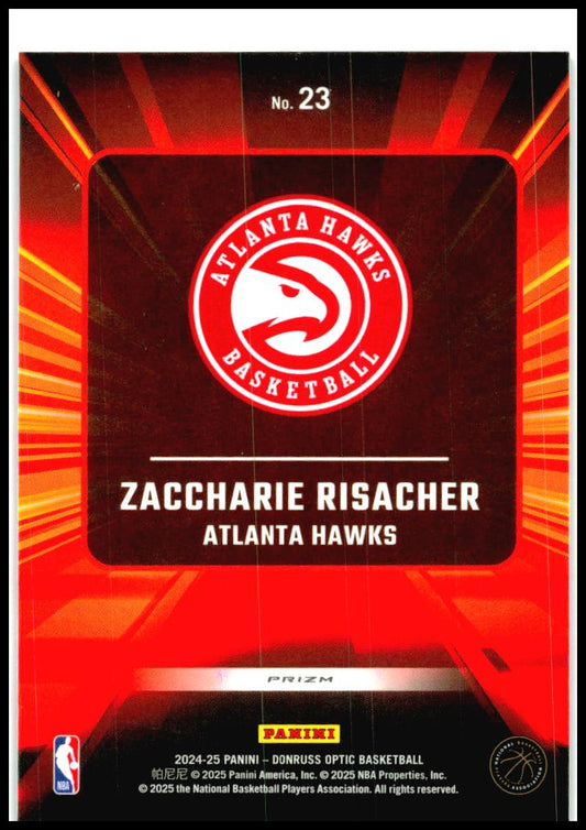 2024-25 Donruss Optic Express Lane Holo #23 Zaccharie Risacher Atlanta Hawks