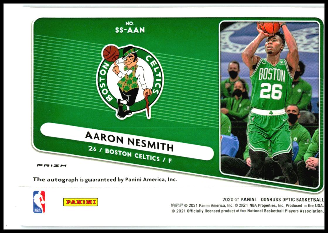 2020-21 Donruss Optic Signature Series Purple #SS-AAN Aaron Nesmith Auto Boston