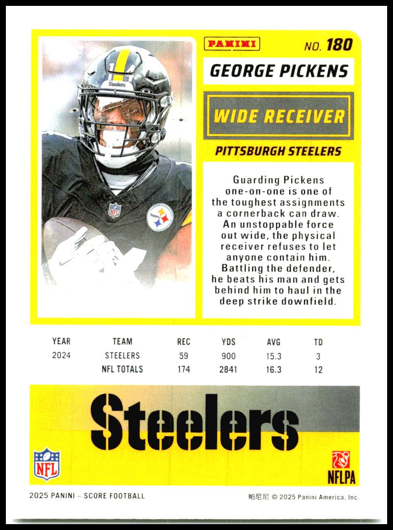2025 Score #180 George Pickens Pittsburgh Steelers