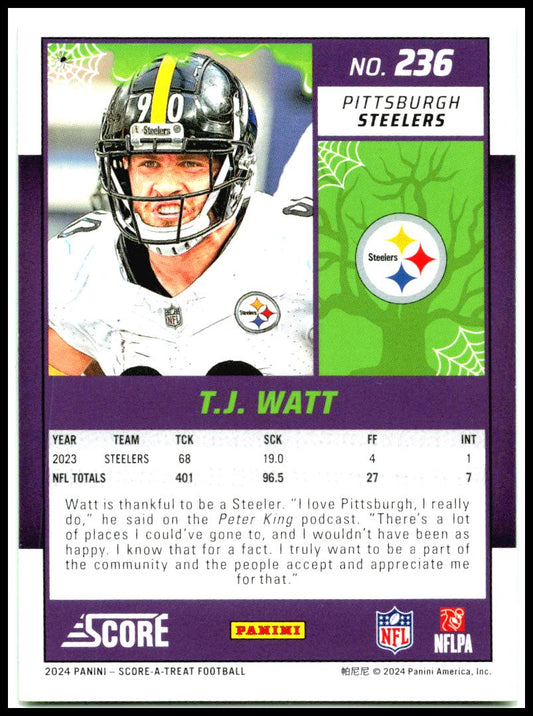 2024 Score-A-Treat Green Bats #236 T.J. Watt Pittsburgh Steelers