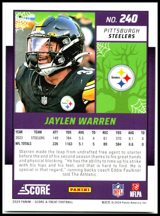 2024 Score-A-Treat Green Bats #240 Jaylen Warren Pittsburgh Steelers