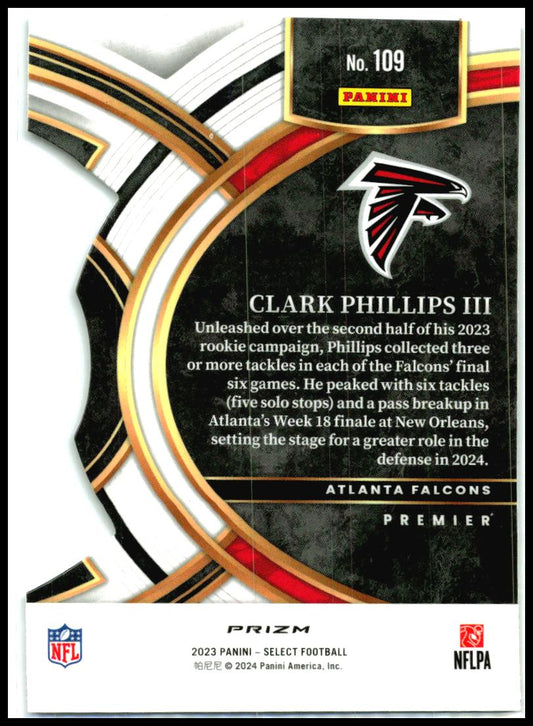 2023 Select Black and Red Prizms Die Cuts #109 Clark Phillips III Rookie Atlanta