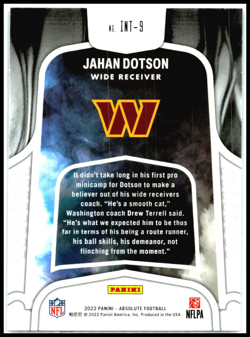 2022 Panini Absolute Introductions #INT-9 Jahan Dotson Washington Commanders