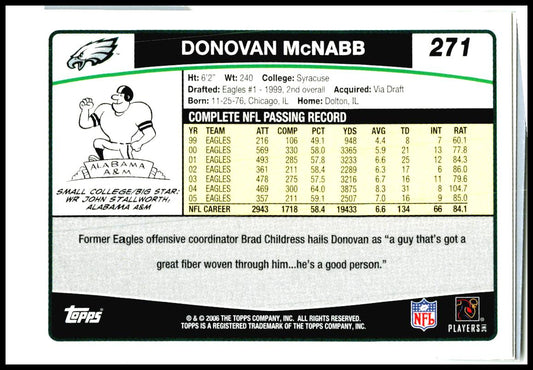2006 Topps #271 Donovan McNabb Philadelphia Eagles