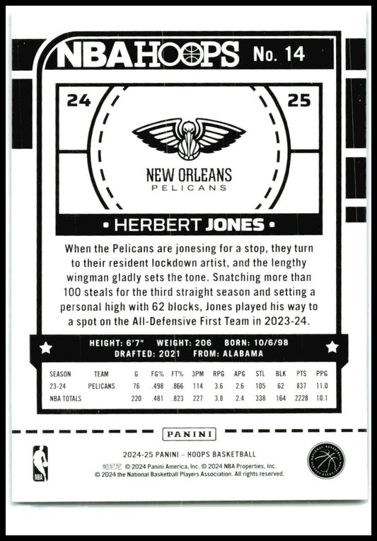2024-25 Hoops Blue Scope #14 Herbert Jones #/99 New Orleans Pelicans