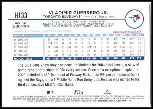 2024 Topps Holiday #H133b Vladimir Guerrero Jr. Toronto Blue Jays