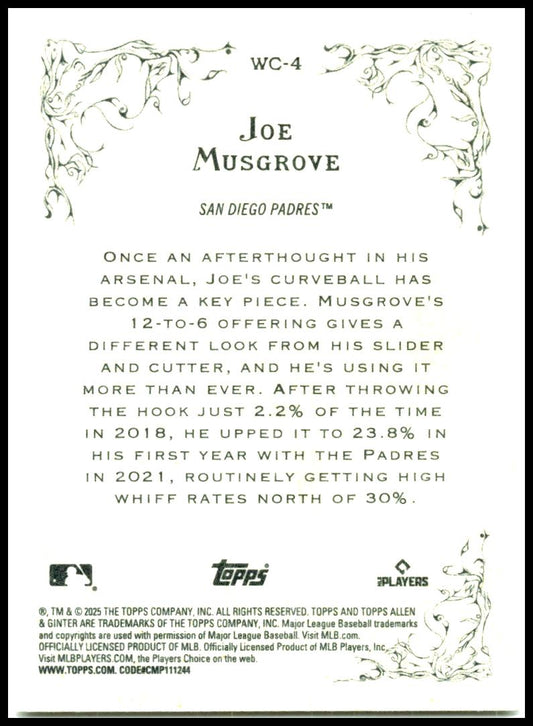 2025 Topps Allen & Ginter Wicked Curves #WC-4 Joe Musgrove