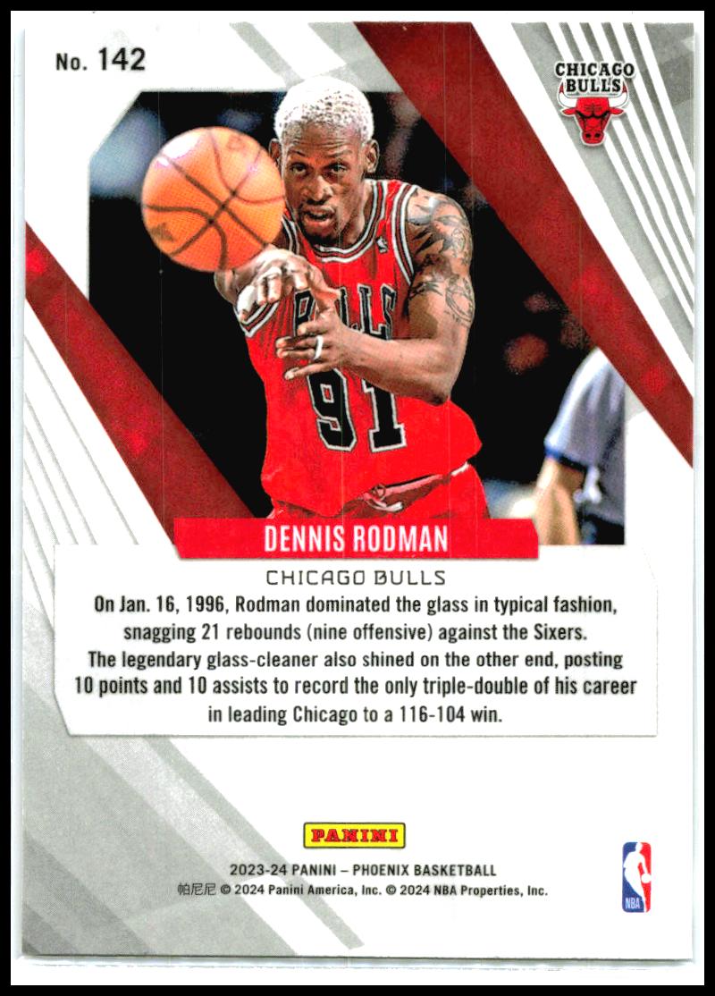 2023-24 Panini Phoenix Phoenix Blue Ice #142 Dennis Rodman Chicago Bulls