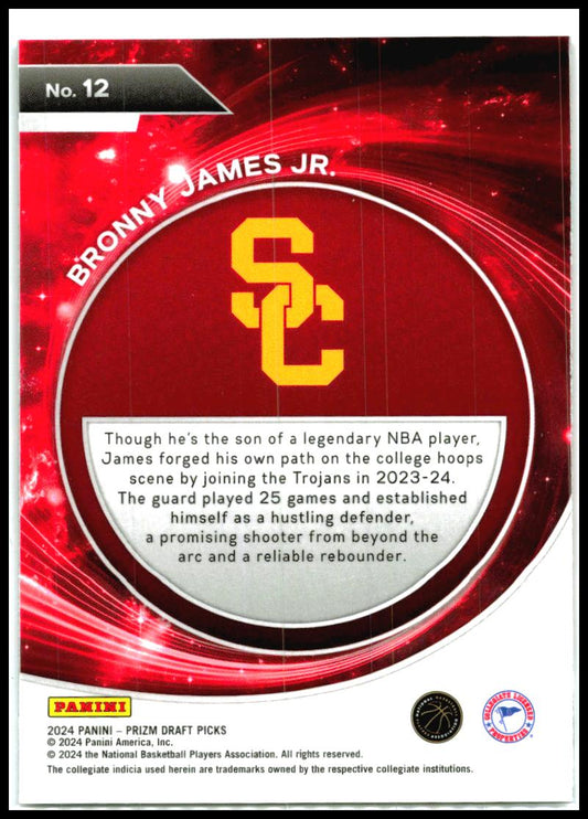 2024 Panini Prizm Draft Picks Student Orientation #12 Bronny James Jr. Lakers