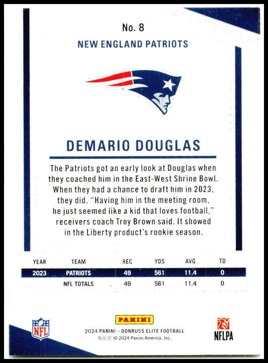 2024 Donruss Elite #8 Demario Douglas New England Patriots