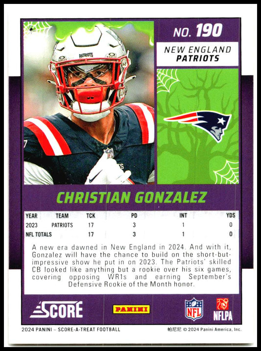 2024 Score-A-Treat #190 Christian Gonzalez New England Patriots