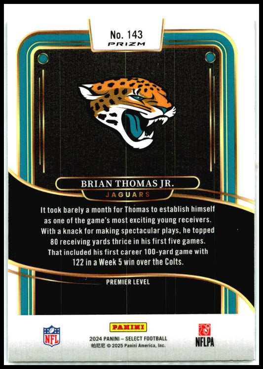 2024 Panini Select Red & Blue Prizm Shock #143 Brian Thomas Jr. Rookie Jaguars