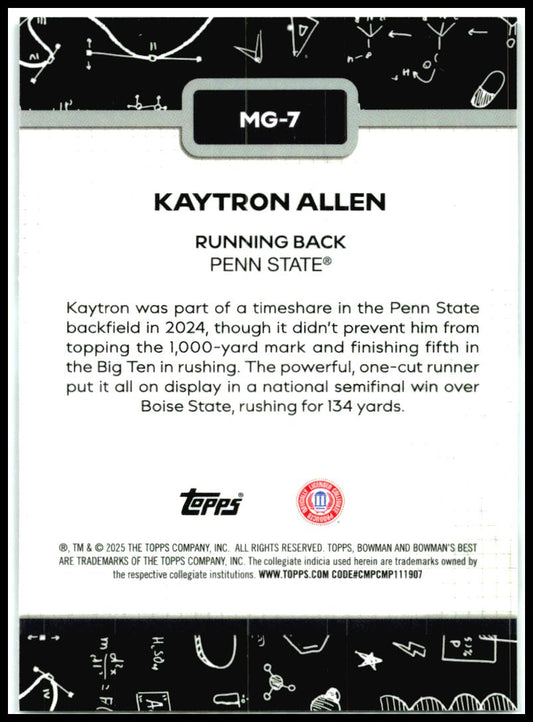 2025 Bowman University Best Making The Grade #MG-7 Kaytron Allen Penn State