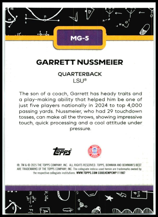 2025 Bowman University Best Making The Grade #MG-5 Garrett Nussmeier LSU Tigers