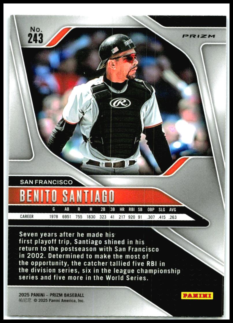 2025 Panini Prizm Blue Ice Prizms #243 Benito Santiago San Francisco Giants