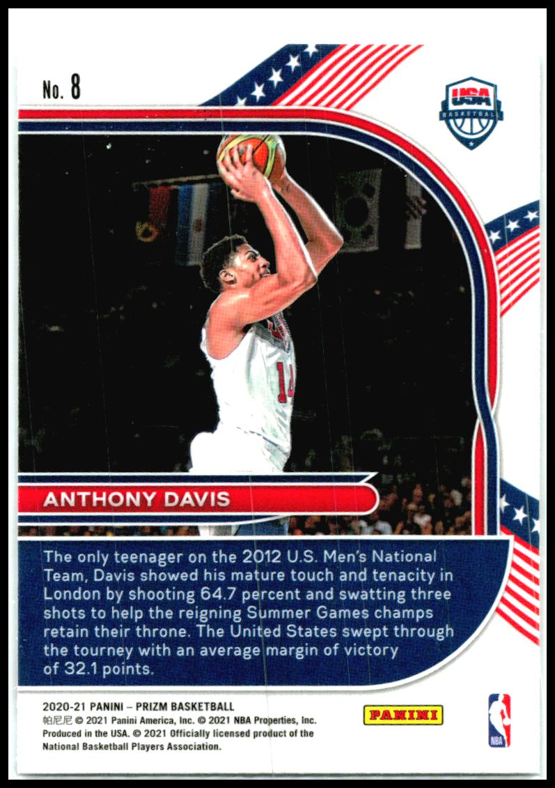 2020-21 Panini Prizm USA Basketball #8 Anthony Davis USA