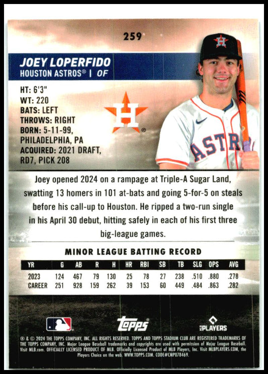 2024 Stadium Club Chrome #259 Joey Loperfido Houston Astros