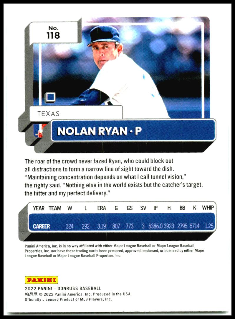 2022 Donruss Liberty #118 Nolan Ryan Texas Rangers
