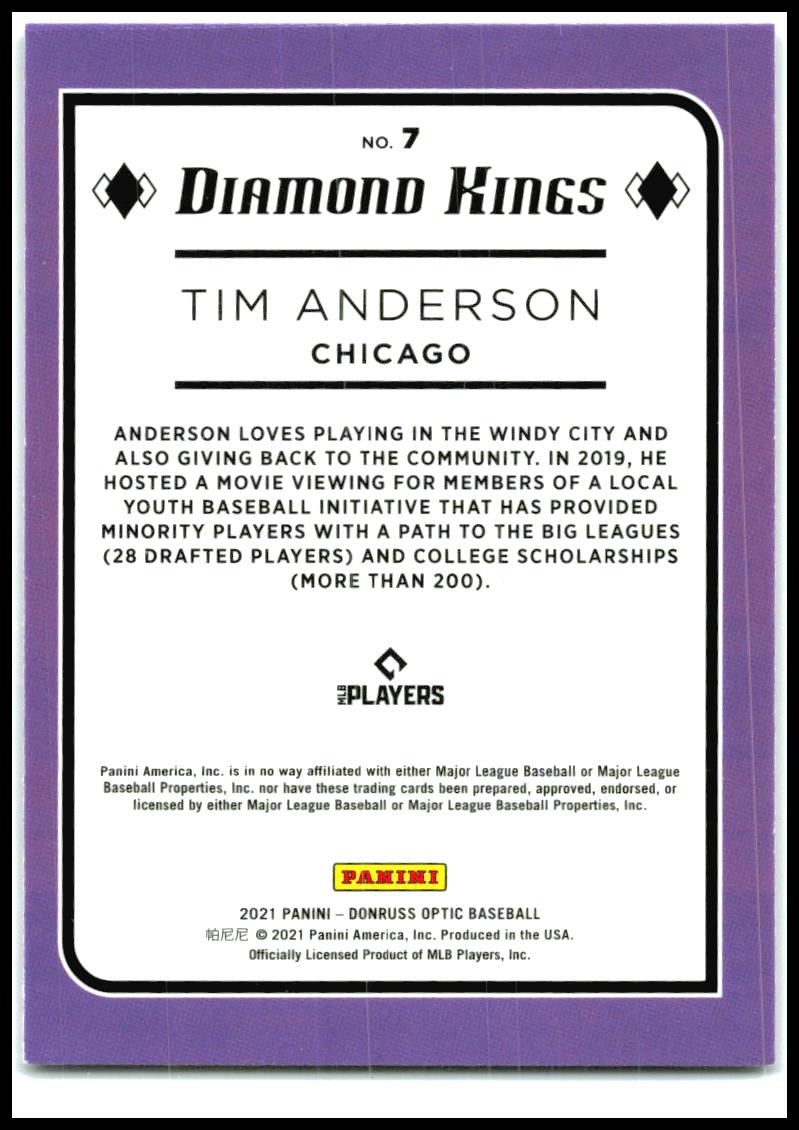 2021 Donruss #7 Tim Anderson Chicago White Sox