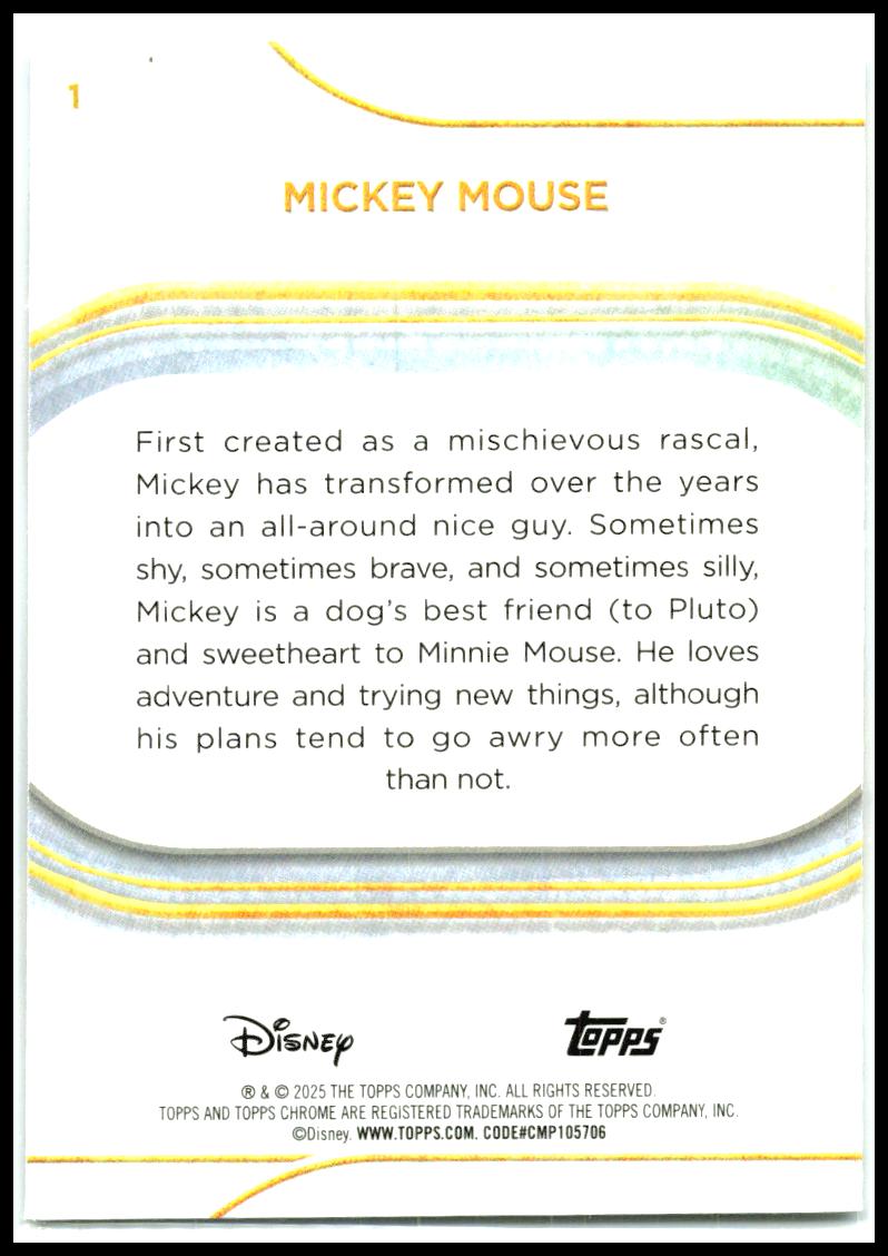 2025 Topps Chrome Disney #1 Mickey Mouse