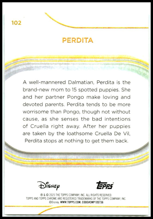 2025 Topps Chrome Disney Aqua Mini-Diamonds /199 #102 Perdita