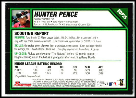 2007 Bowman Draft Picks & Prospects #BDP25 Hunter Pence Houston Astros