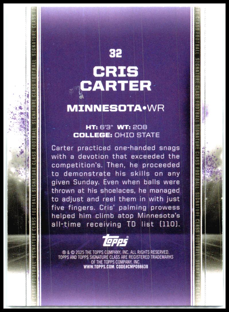 2024 Topps Signature Class #32 Cris Carter Minnesota Vikings