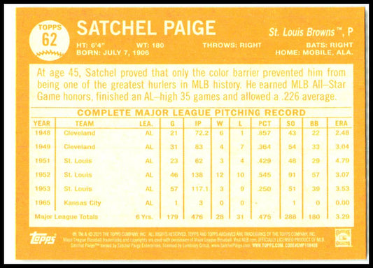 2025 topps archives #62 Satchel Paige