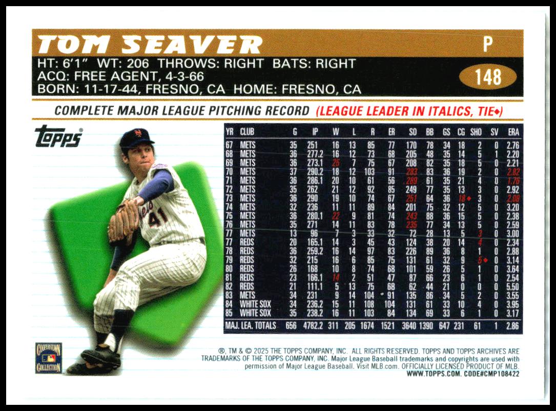 2025 topps archives #148 Tom Seaver New York Mets