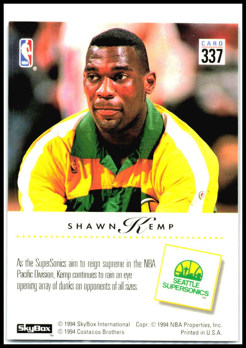 1993-94 SkyBox Premium #337 Shawn Kemp Seattle SuperSonics