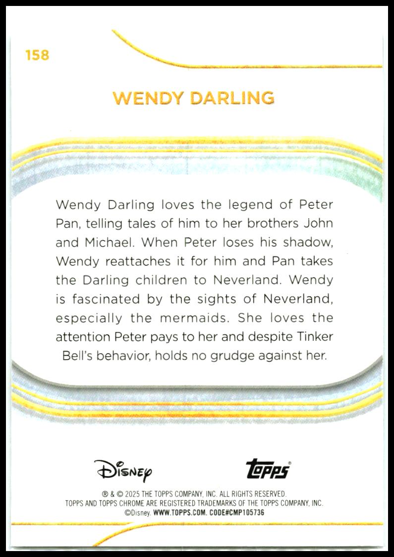 2025 Topps Chrome Disney #158 Wendy Darling