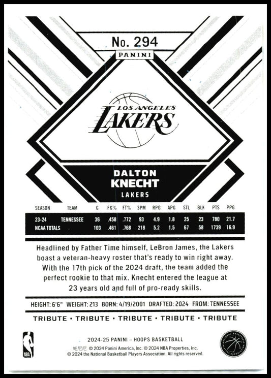2024-25 Hoops Winter #294 Dalton Knecht Los Angeles Lakers