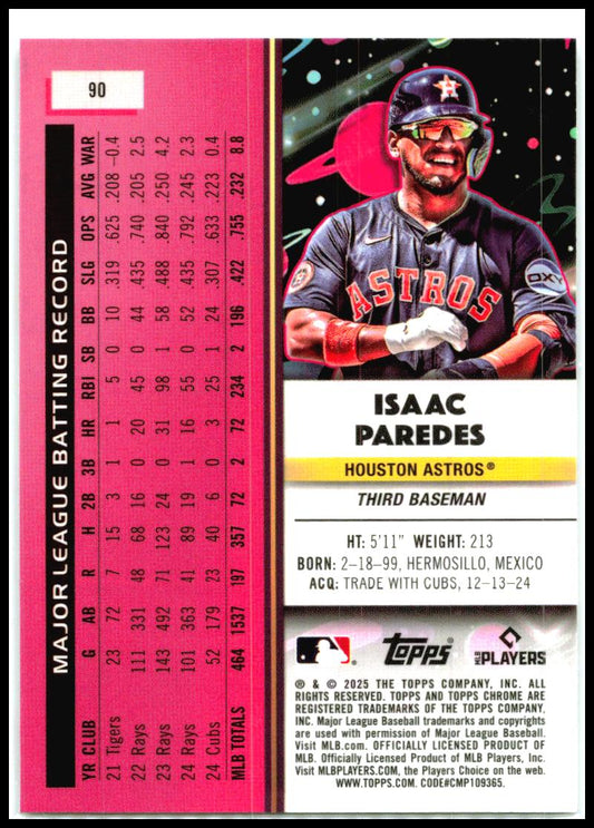 2025 Topps Chrome Cosmic Nucleus Refractor #90 Isaac Paredes Arizona