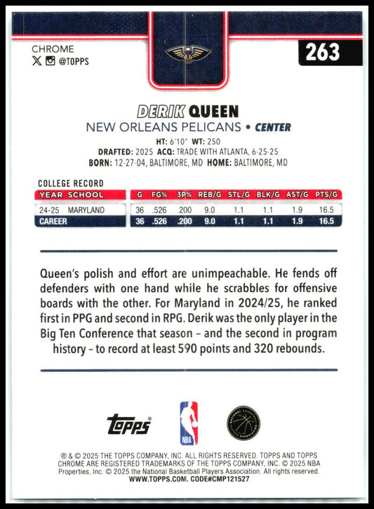 2025-26 Topps Chrome #263 Derik Queen