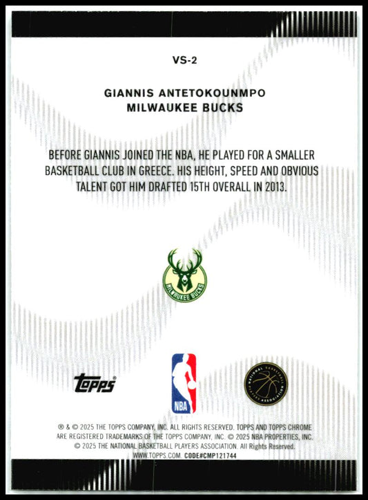 2025-26 Topps Chrome Voices #VS-2 Giannis Antetokounmpo