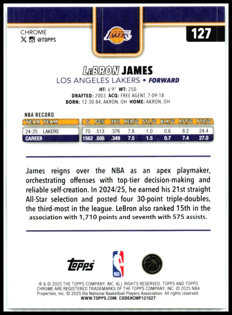 2025-26 Topps Chrome X-Fractor #127 LeBron James