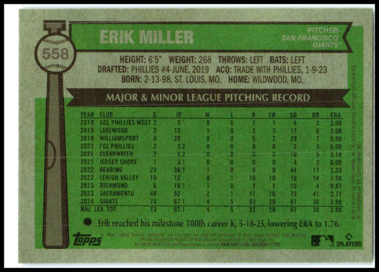 2025 HERITAGE HIGH NUMBER Light Blue Sparkle Refractor #558 Erik Miller