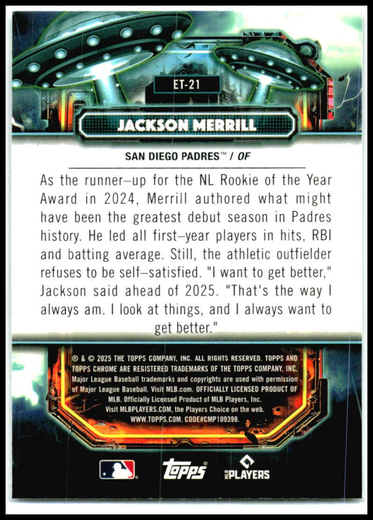 2025 Topps Chrome Cosmic Extraterrestrial Talent #ET-21 Jackson Merrill Padres