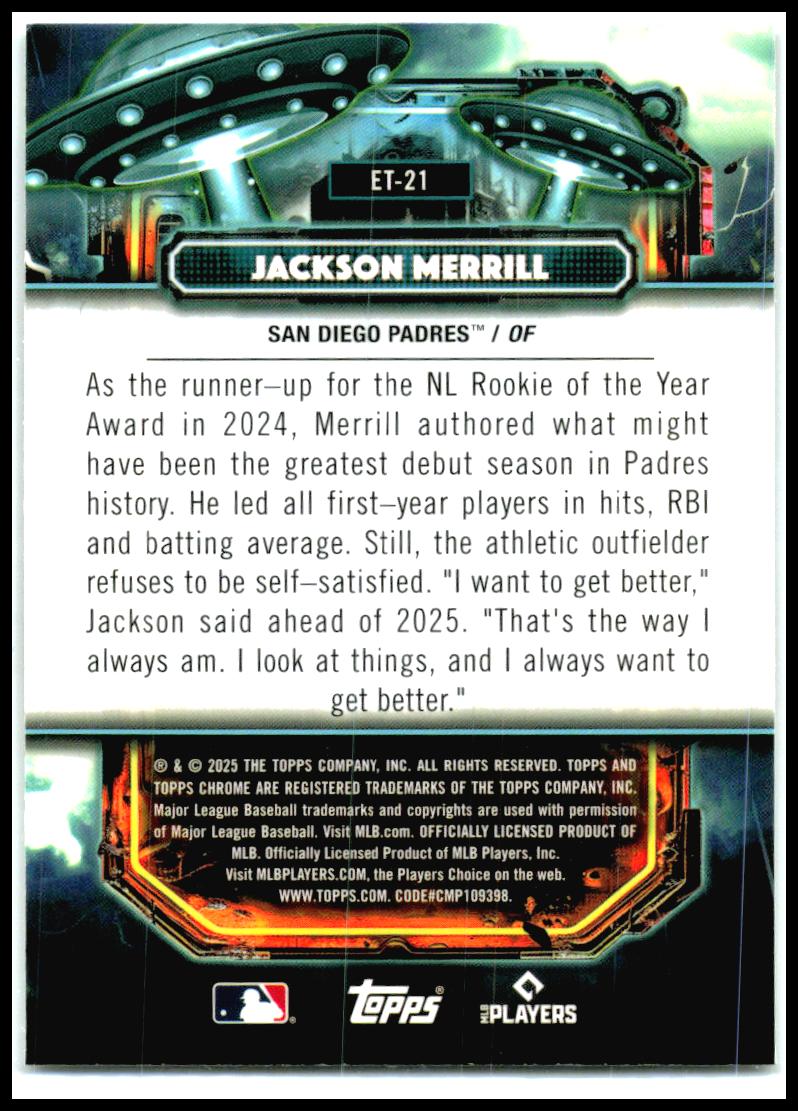 2025 Topps Chrome Cosmic Extraterrestrial Talent #ET-21 Jackson Merrill Padres
