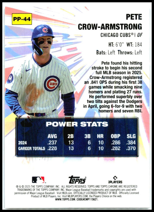2025 Topps Chrome Update Power Players #PP-44 Pete Crow-Armstrong Chicago Cubs