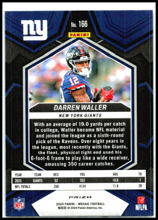 2024 Panini Mosaic Mosaic Reactive Blue #166 Darren Waller New York Giants