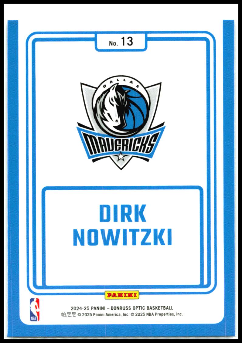 2024-25 Donruss Optic Winner Stays #13 Dirk Nowitzki Dallas Mavericks