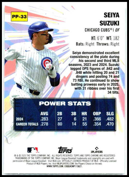 2025 Topps Chrome Update Power Players #PP-33 Seiya Suzuki Chicago Cubs