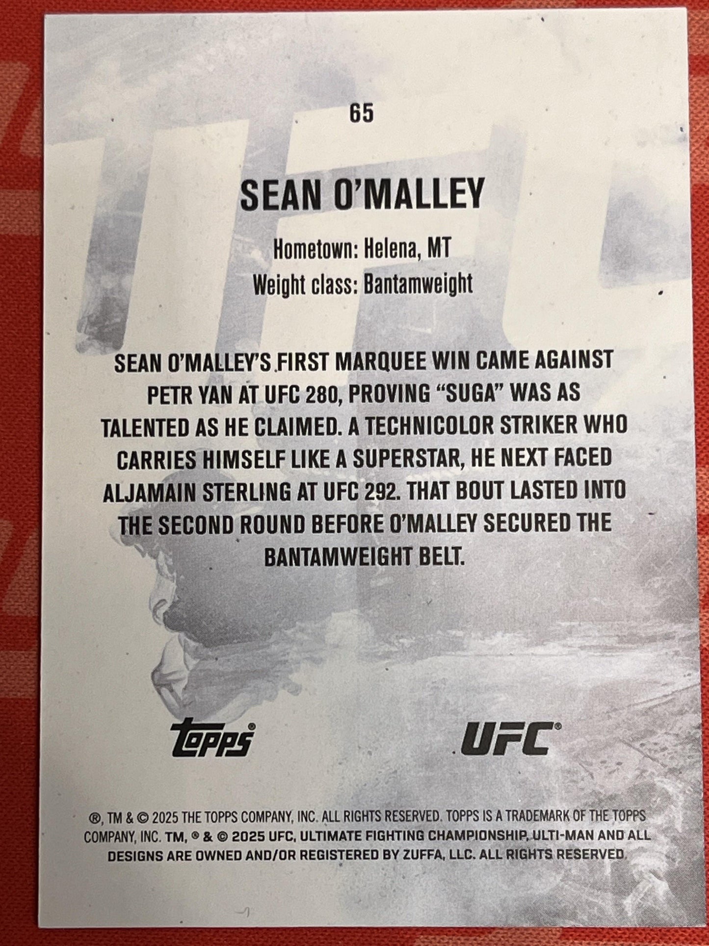 2025 Topps Knockout UFC #65 Sean O'Malley
